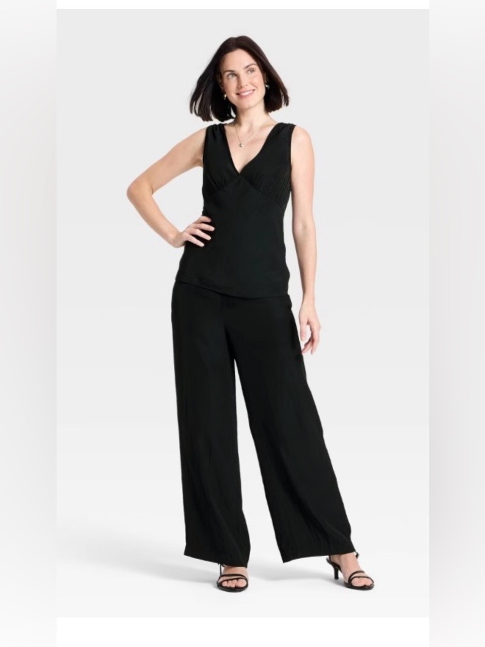 a new day Black Elastic-Waist Wide Leg Pants